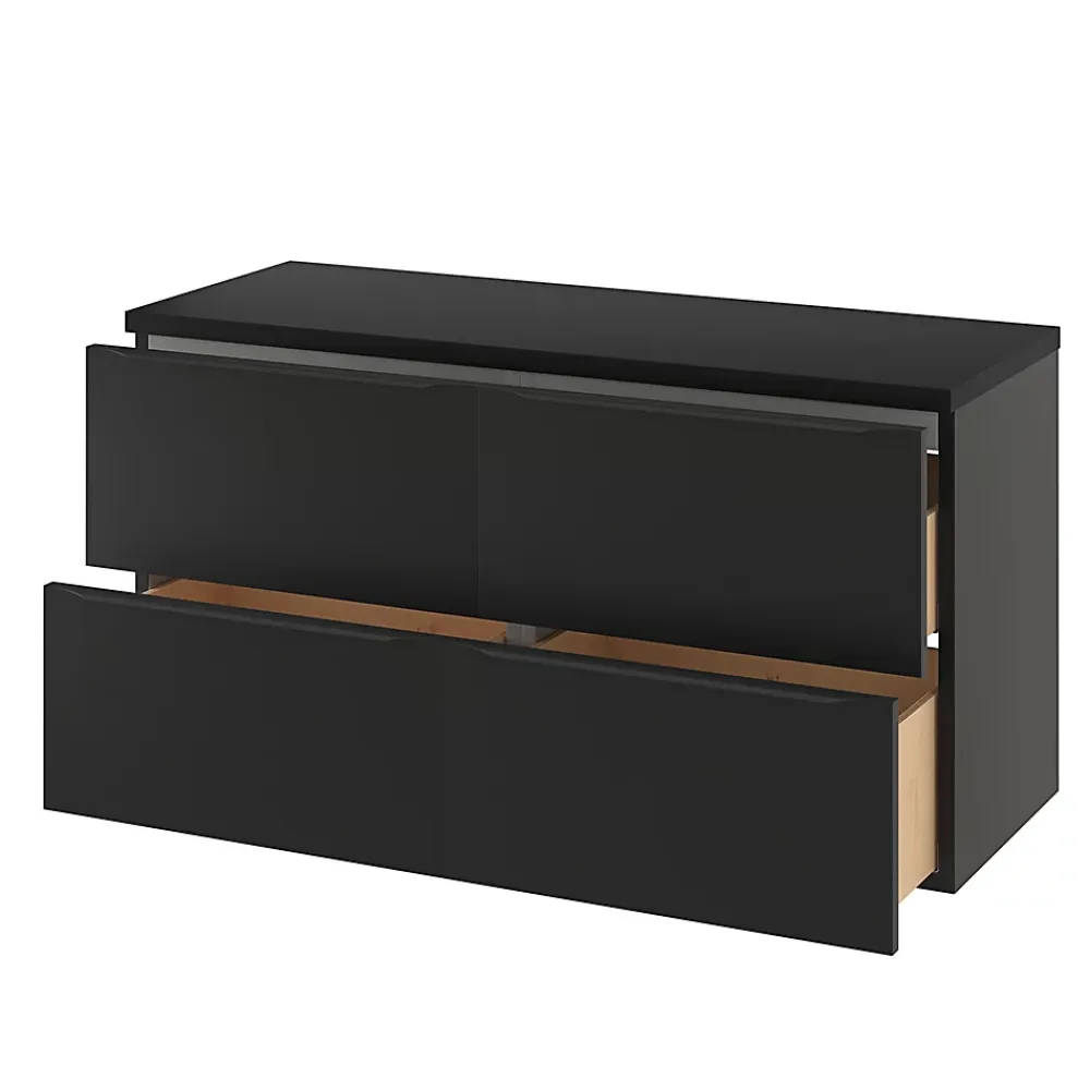 GoodHome Meuble sous vasque suspendu noir mat l.120 x H.60 x P.45 cm, Imandra