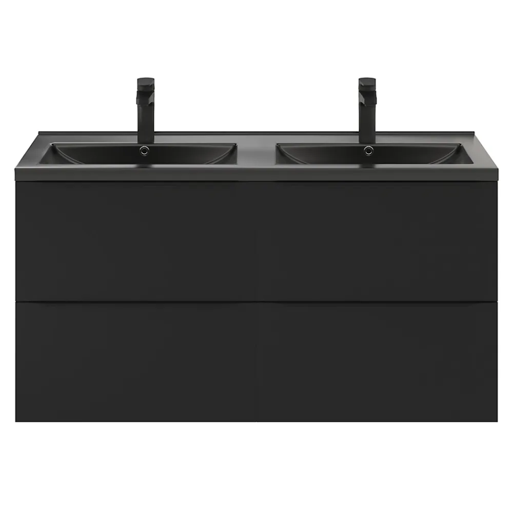 GoodHome Meuble sous vasque suspendu noir mat l.120 x H.60 x P.45 cm, Imandra