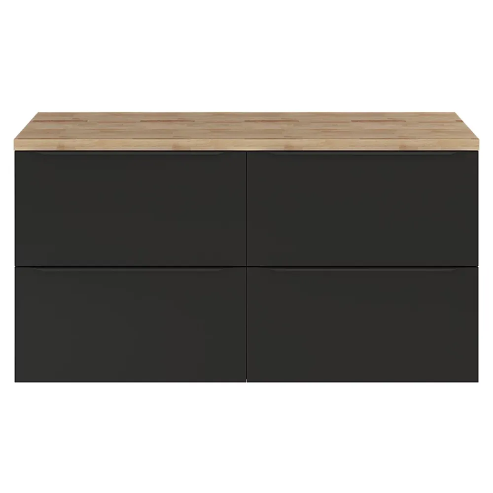 GoodHome Meuble sous vasque suspendu noir mat l.120 x H.60 x P.45 cm, Imandra