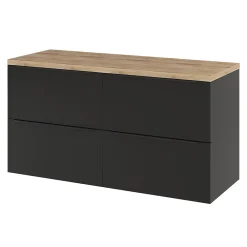 GoodHome Meuble sous vasque suspendu noir mat l.120 x H.60 x P.45 cm, Imandra