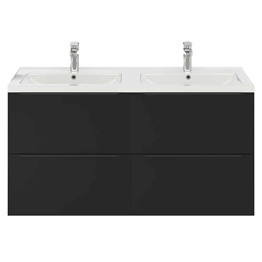GoodHome Meuble sous vasque suspendu noir mat l.120 x H.60 x P.45 cm, Imandra