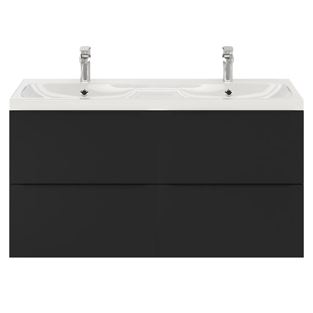 GoodHome Meuble sous vasque suspendu noir mat l.120 x H.60 x P.45 cm, Imandra