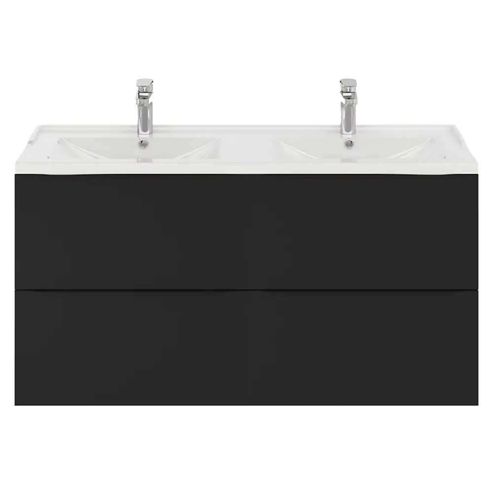 GoodHome Meuble sous vasque suspendu noir mat l.120 x H.60 x P.45 cm, Imandra