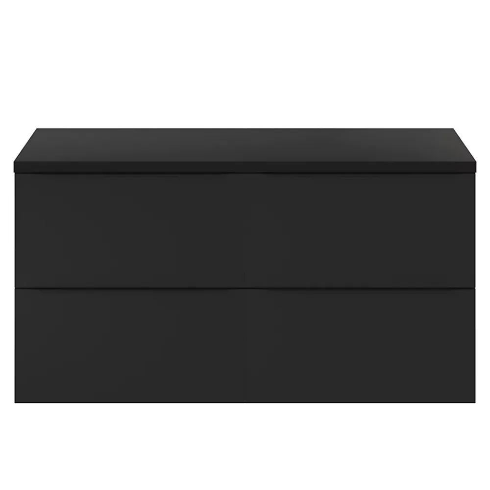 GoodHome Meuble sous vasque suspendu noir mat l.120 x H.60 x P.45 cm, Imandra