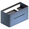 Meuble sous vasque suspendu bleu mat version droite l.104 x H.55 x P.50,5 cm, Alba