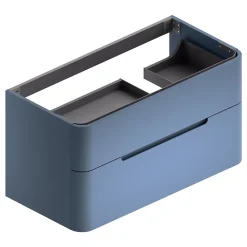 Meuble sous vasque suspendu bleu mat version droite l.104 x H.55 x P.50,5 cm, Alba