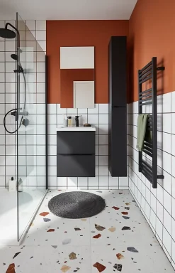 Meuble Buanderie|Meuble De Salle De Bains Faible Profondeur|GoodHome Meuble sous vasque suspendu faible profondeur noir mat l.50 x H.60 x P.36 cm, Imandra