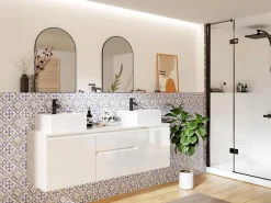 Vente-unique Meuble sous vasque suspendu - Blanc - 150 cm - JIMENA II
