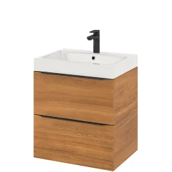 GoodHome Meuble sous vasque suspendu effet noyer l.60 x H.60 x P.45 cm, Imandra