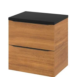 GoodHome Meuble sous vasque suspendu effet noyer l.60 x H.60 x P.45 cm, Imandra