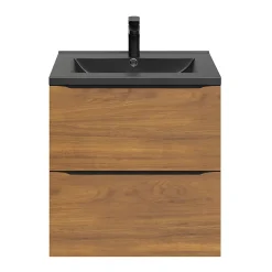 GoodHome Meuble sous vasque suspendu effet noyer l.60 x H.60 x P.45 cm, Imandra