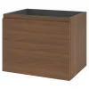 Meuble Sous-Vasque|GoodHome Meuble sous vasque suspendu effet noyer 2 tiroirs l.60 x H.48 x P.45 cm Levanna