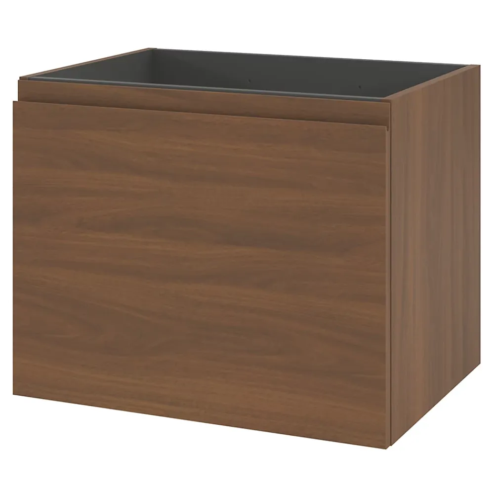 Meuble Sous-Vasque|GoodHome Meuble sous vasque suspendu effet noyer 2 tiroirs l.60 x H.48 x P.45 cm Levanna