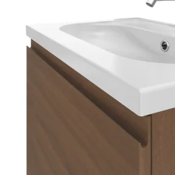 Meuble Sous-Vasque|GoodHome Meuble sous vasque suspendu effet noyer 2 tiroirs l.60 x H.48 x P.45 cm Levanna