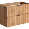 Meuble Sous-Vasque|Vente-unique Meuble sous vasque suspendu strié - Naturel clair - L80 cm - ZEVARA
