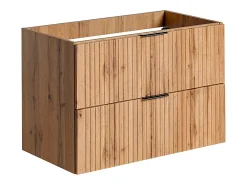 Meuble Sous-Vasque|Vente-unique Meuble sous vasque suspendu strié - Naturel clair - L80 cm - ZEVARA