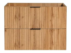 Meuble Sous-Vasque|Vente-unique Meuble sous vasque suspendu strié - Naturel clair - L80 cm - ZEVARA