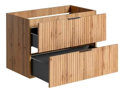 Meuble Sous-Vasque|Vente-unique Meuble sous vasque suspendu strié - Naturel clair - L80 cm - ZEVARA