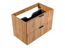Meuble Sous-Vasque|Vente-unique Meuble sous vasque suspendu strié - Naturel clair - L80 cm - ZEVARA