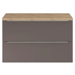 GoodHome Meuble sous vasque suspendu gris taupe brillant l.100 x H.60 x P.45 cm, Imandra