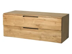 Vente-unique Meuble sous vasque suspendu en teck clair - 2 tiroirs - 115 cm - BIMBING
