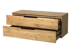 Vente-unique Meuble sous vasque suspendu en teck clair - 2 tiroirs - 115 cm - BIMBING