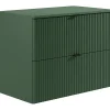 Vente-unique Meuble sous vasque suspendu strié avec planche - Vert mat - 80 cm - ZEVINI