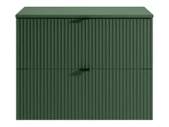 Vente-unique Meuble sous vasque suspendu strié avec planche - Vert mat - 80 cm - ZEVINI