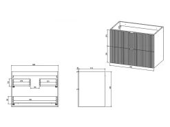 Vente-unique Meuble sous vasque suspendu strié avec planche - Vert mat - 80 cm - ZEVINI