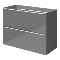 Meuble Sous-Vasque|Meuble Buanderie|GoodHome Meuble sous vasque suspendu faible profondeur gris brillant l.80 x H.60 x P.36 cm, Imandra