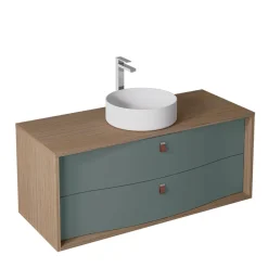 Decotec Meuble sous vasque suspendu vert toundra mat 2 tiroirs l.120 x H.50 x P.50 cm, Havana