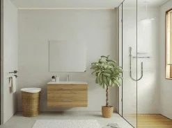Meuble Sous-Vasque|Vente-unique Meuble sous vasque suspendu - Coloris naturel clair - 80 cm - KAYLA