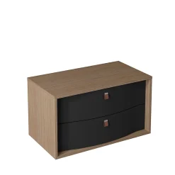 Meuble Buanderie|Decotec Meuble sous vasque suspendu noir mat 2 tiroirs l.90 x H.50 x P.50 cm, Havana