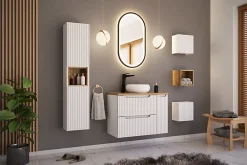 Furnidea Meuble sous vasque suspendu 2 tiroirs NOVA BLANC 80 CM