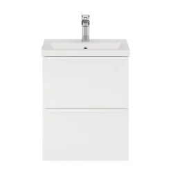 GoodHome Meuble sous vasque suspendu faible profondeur blanc mat l.50 x H.60 x P.36 cm, Imandra