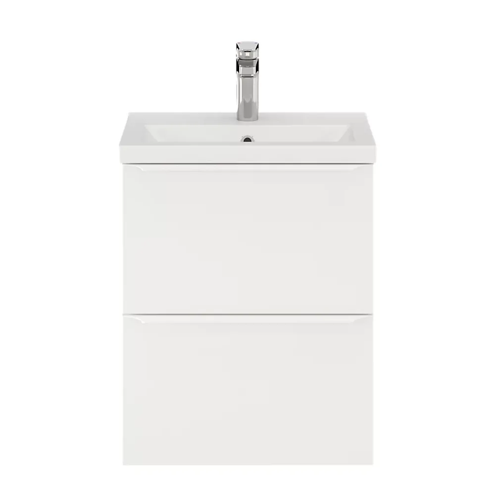 GoodHome Meuble sous vasque suspendu faible profondeur blanc mat l.50 x H.60 x P.36 cm, Imandra