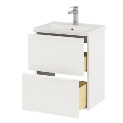 GoodHome Meuble sous vasque suspendu faible profondeur blanc mat l.50 x H.60 x P.36 cm, Imandra