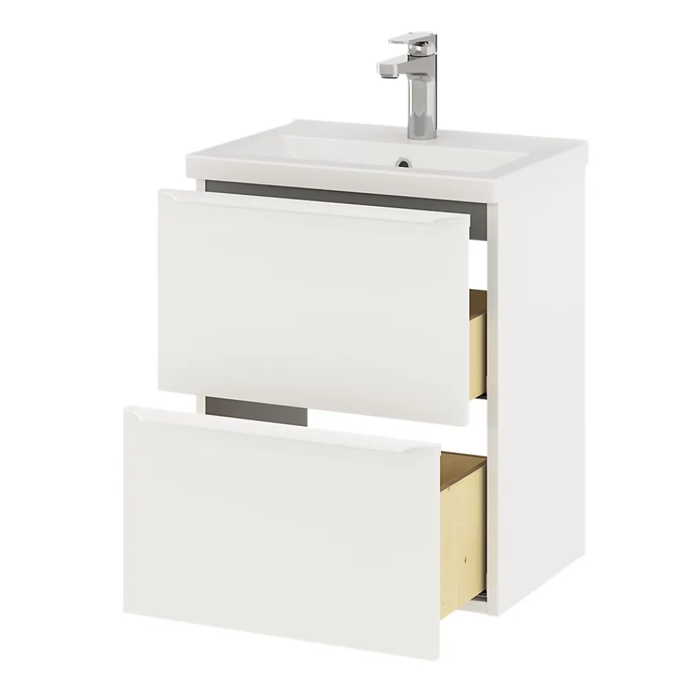 GoodHome Meuble sous vasque suspendu faible profondeur blanc mat l.50 x H.60 x P.36 cm, Imandra