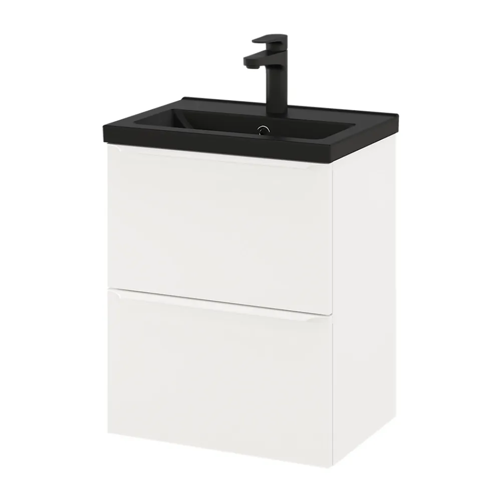 GoodHome Meuble sous vasque suspendu faible profondeur blanc mat l.50 x H.60 x P.36 cm, Imandra