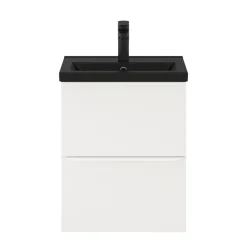 GoodHome Meuble sous vasque suspendu faible profondeur blanc mat l.50 x H.60 x P.36 cm, Imandra