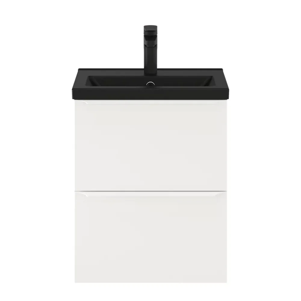 GoodHome Meuble sous vasque suspendu faible profondeur blanc mat l.50 x H.60 x P.36 cm, Imandra
