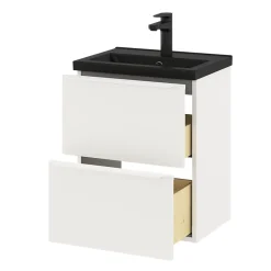 GoodHome Meuble sous vasque suspendu faible profondeur blanc mat l.50 x H.60 x P.36 cm, Imandra
