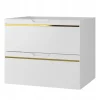 Meuble Sous Lavabo|Furnidea Meuble sous vasque suspendu ESPERO blanc 60 cm - bande décorative dorée