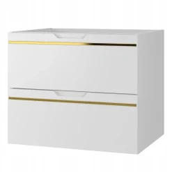 Meuble Sous Lavabo|Furnidea Meuble sous vasque suspendu ESPERO blanc 60 cm - bande décorative dorée