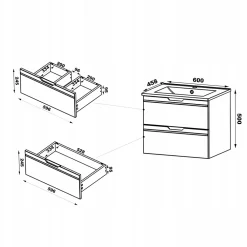 Meuble Sous Lavabo|Furnidea Meuble sous vasque suspendu ESPERO blanc 60 cm - bande décorative dorée
