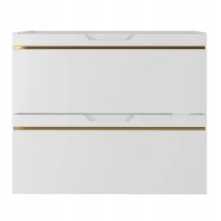 Meuble Sous Lavabo|Furnidea Meuble sous vasque suspendu ESPERO blanc 60 cm - bande décorative dorée