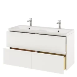 Meuble Buanderie|GoodHome Meuble sous vasque suspendu blanc mat l.120 x H.60 x P.45 cm, Imandra