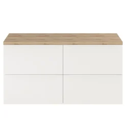 Meuble Buanderie|GoodHome Meuble sous vasque suspendu blanc mat l.120 x H.60 x P.45 cm, Imandra