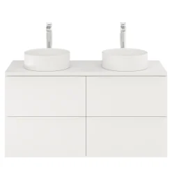 Meuble Buanderie|GoodHome Meuble sous vasque suspendu blanc mat l.120 x H.60 x P.45 cm, Imandra
