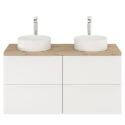 Meuble Buanderie|GoodHome Meuble sous vasque suspendu blanc mat l.120 x H.60 x P.45 cm, Imandra